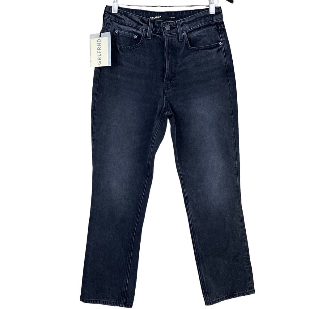 GRLFRND The Karolina High Rise Straight Crop Black Sunset Park Jeans SZ 27 NWT